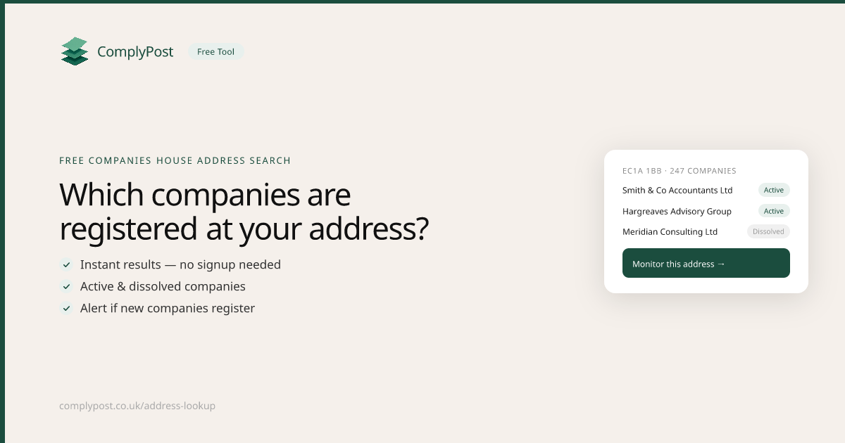 Companies House Address Lookup — Free UK Business Search