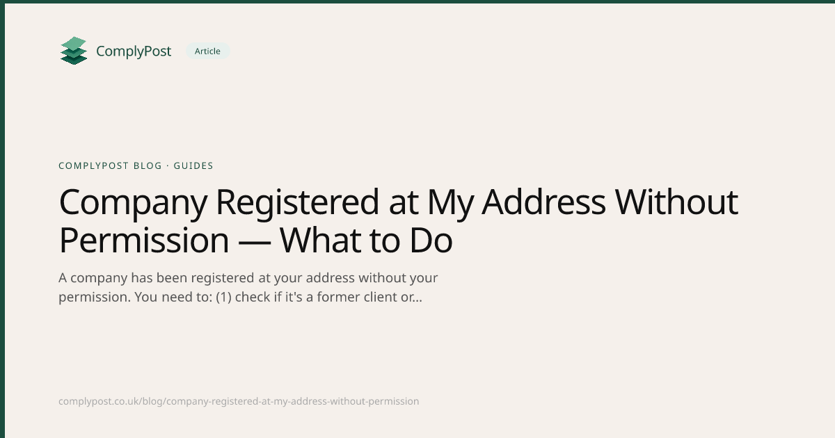 Company Registered at My Address Without Permission — What to Do
